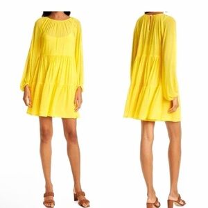 Staud sheer Sz S Vieste Tiered Mini Dress Sunshine Yellow